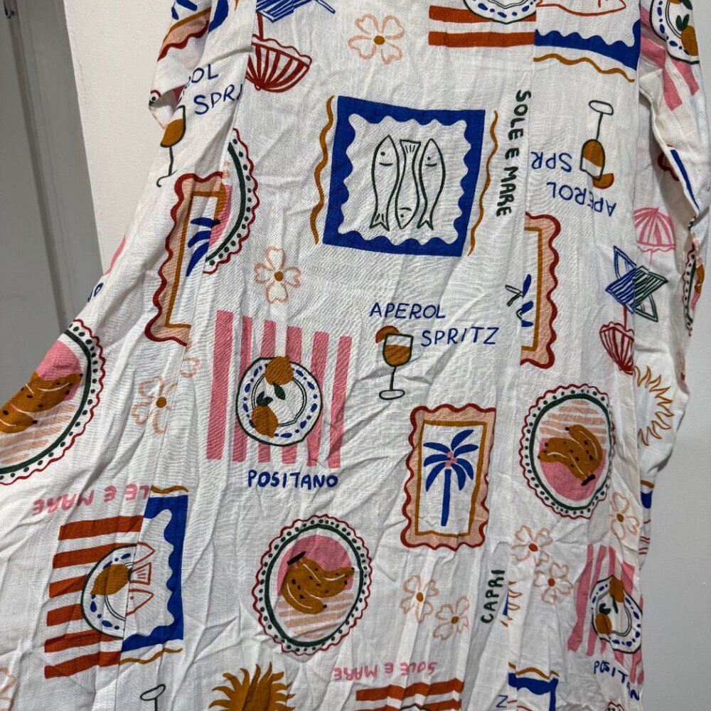 🏷 *NWT*  ✨🍋 Paper Heart Amalfi Print Tie-Waist Maxi Dress 🍹✨ Paper Heart - Picture 3 of 9